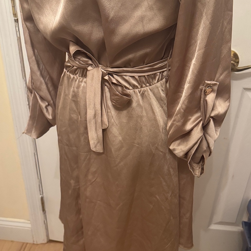 Elegant Satin Gold Dress - Picture 11 of 16